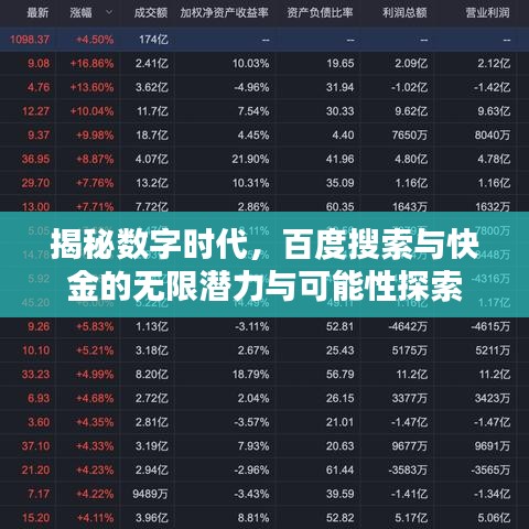 揭秘数字时代，百度搜索与快金的无限潜力与可能性探索